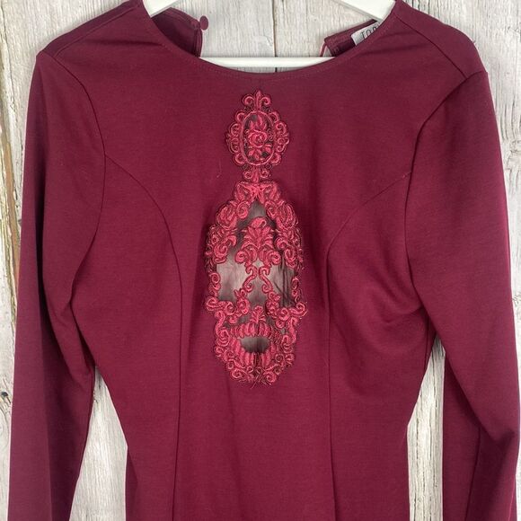 Tobi Skull Embroidered Long Sleeve Backless Sheath Dress Size Large - Picture 3 of 10